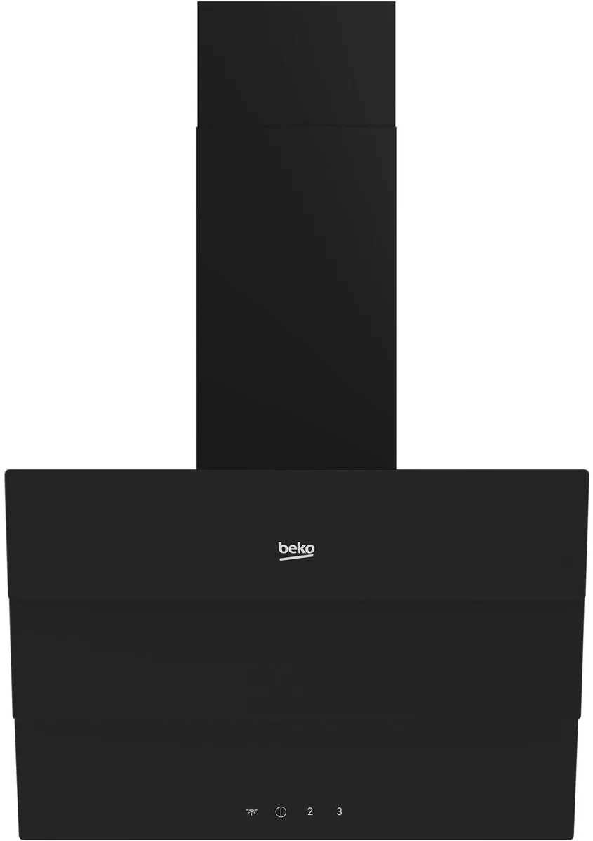 BEKO Hota incorporabila decorativa Beko BHCA69642BH, Putere de absorbtie 600 mc/h, Design inclinat, Afisaj electronic, Iluminare LED , Auto Shut Down, Touch Control, 59.6 cm, Negru