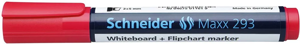 Schneider Marker SCHNEIDER Maxx 293, pentru tabla de scris+flipchart, varf tesit 2-5mm - rosu