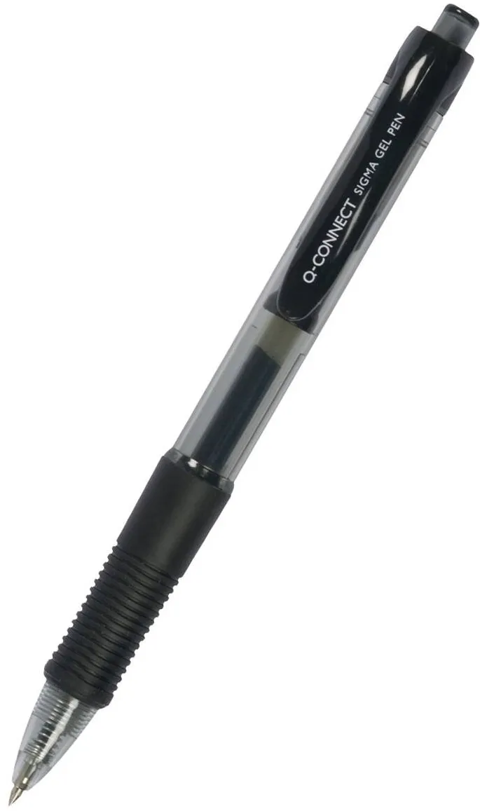 Q-CONNECT Pix cu gel, mecanism retractabil, rubber grip, 0.5 mm, Q-Connect - negru