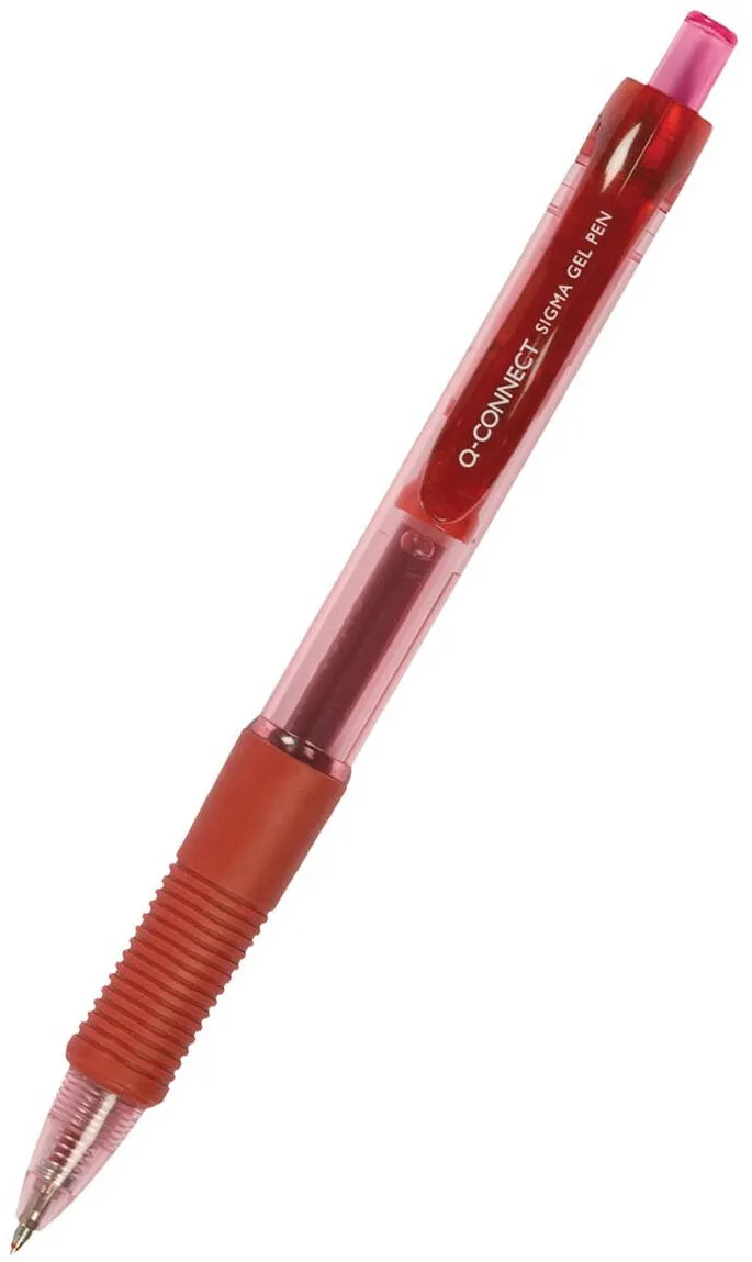 Q-CONNECT Pix cu gel, mecanism retractabil, rubber grip, 0.5 mm, Q-Connect - rosu