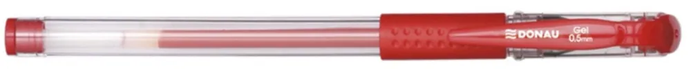 DONAU Pix transparent cu gel, rubber grip, 0.5 mm, cerneala rezistenta la apa, DONAU - rosu