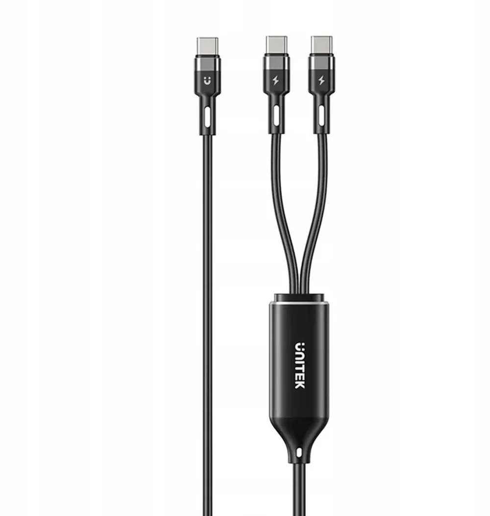 Unitek Cablu de incarcare 2w1 USB-C Unitek, 100W, silicon, 1,8m, negru