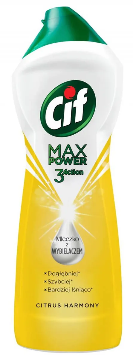 Chemia CIF Max Power 3 Action Lemon, crema universala pentru curatat, cu efect de albire, 780 gr.