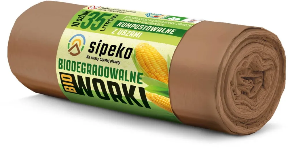 Sipeko Saci menajeri biodegradabili Sipeko 35L, set 10 bucati, culoare bruna, dimensiune 46x61cm