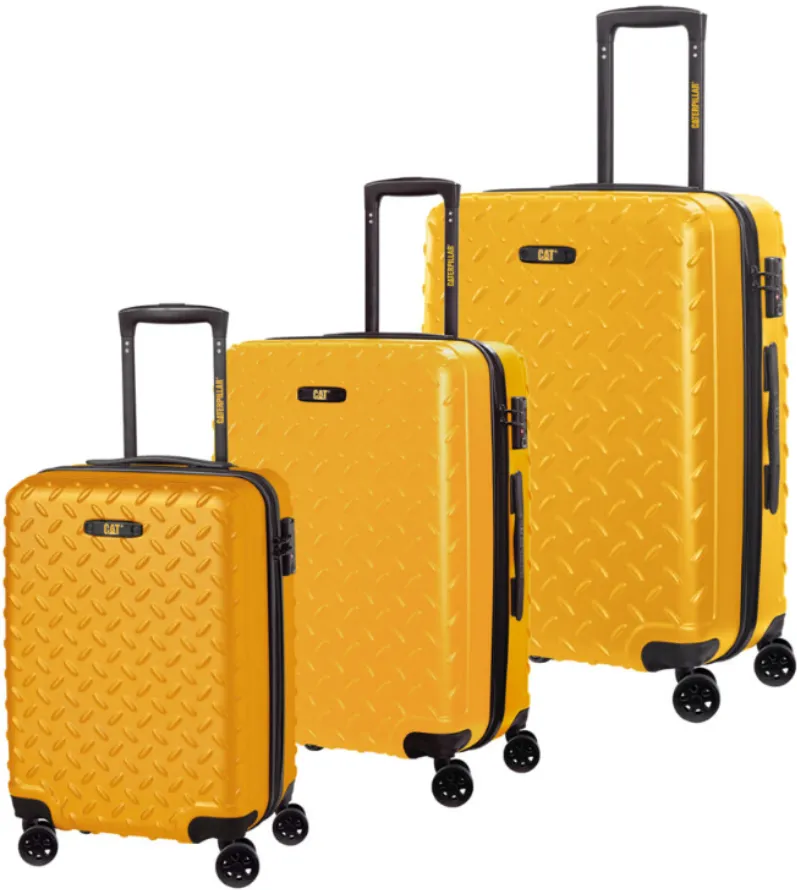 Caterpillar Set 3 trollere CATERPILLAR Industrial Plate, 35L, 59L, 92L, ABS - galben