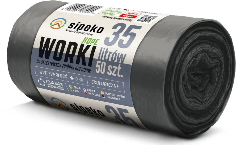 Sipeko Saci menajeri standard HDPE, 35L, 50 x 54cm, 6 microni, 50buc/rola, Sipeko - negri
