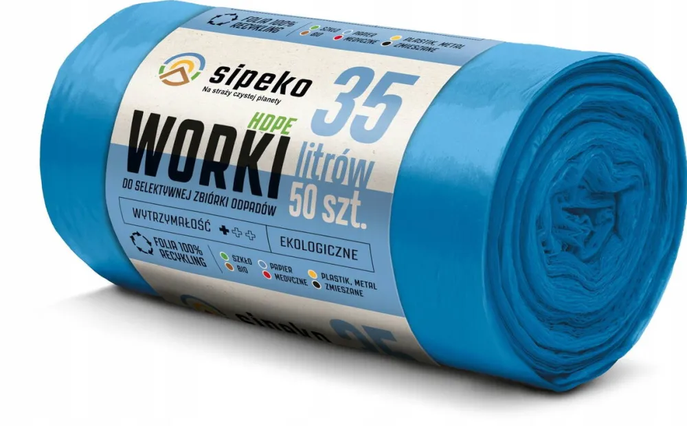 Sipeko Saci menajeri standard HDPE, 35L, 50 x 54cm, 6 microni, 50buc/rola, Sipeko - albastri
