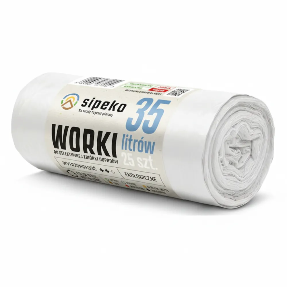 Sipeko Saci menajeri rezistenti LDPE, 35L, 50 x 60cm, 20 microni, 25buc/rola, Sipeko - albi