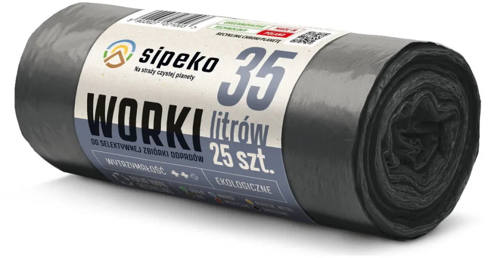 Sipeko Saci menajeri rezistenti LDPE, 35L, 50 x 60cm, 20 microni, 25buc/rola, Sipeko - negri
