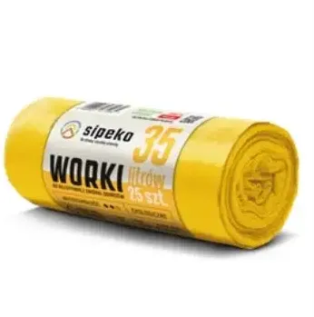 Sipeko Saci menajeri rezistenti LDPE, 35L, 50 x 60cm, 20 microni, 25buc/rola, Sipeko - galbeni