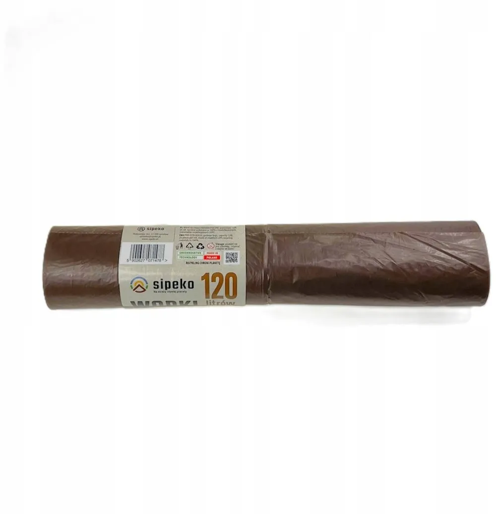 Sipeko Saci menajeri extra rezistenti LDPE, 120L, 70 x 110cm, 24 microni, 25buc/rola, Sipeko - maro