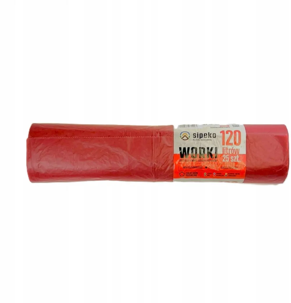 Sipeko Saci menajeri extra rezistenti LDPE, 120L, 70 x 110cm, 24 microni, 25buc/rola, Sipeko - rosii