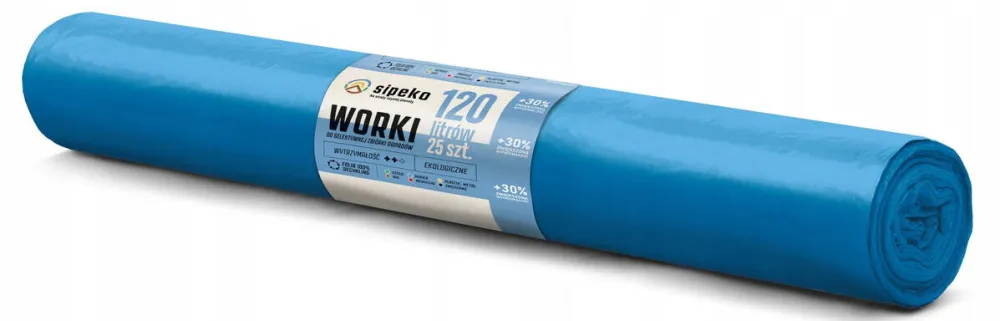 Sipeko Saci menajeri super rezistenti LDPE, 120L, 70 x 110cm, 34 microni, 25buc/rola, Sipeko - albastri