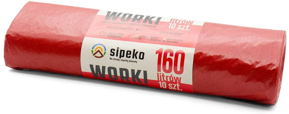 Sipeko Saci menajeri super rezistenti LDPE, 160L, 90 x 110cm, 28 microni, 10buc/rola, Sipeko - rosii