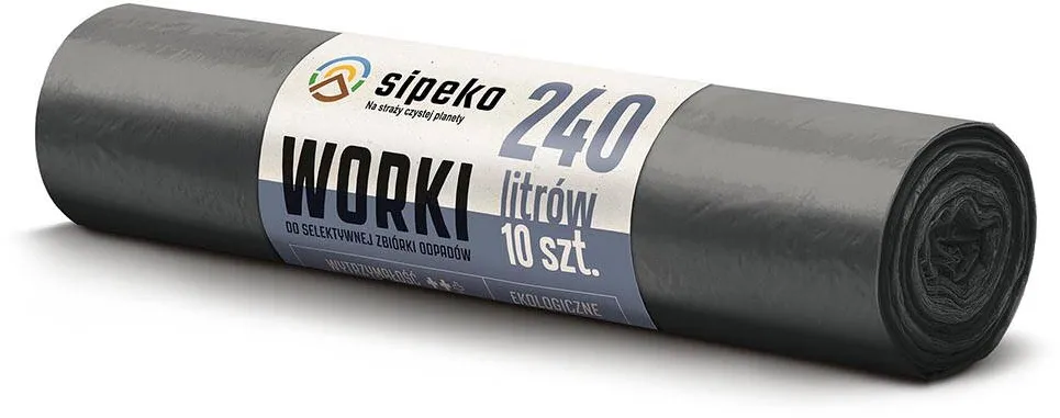 Sipeko Saci menajeri super rezistenti LDPE, 240L, 95 x 140cm, 43 microni, 10buc/rola, Sipeko - negri