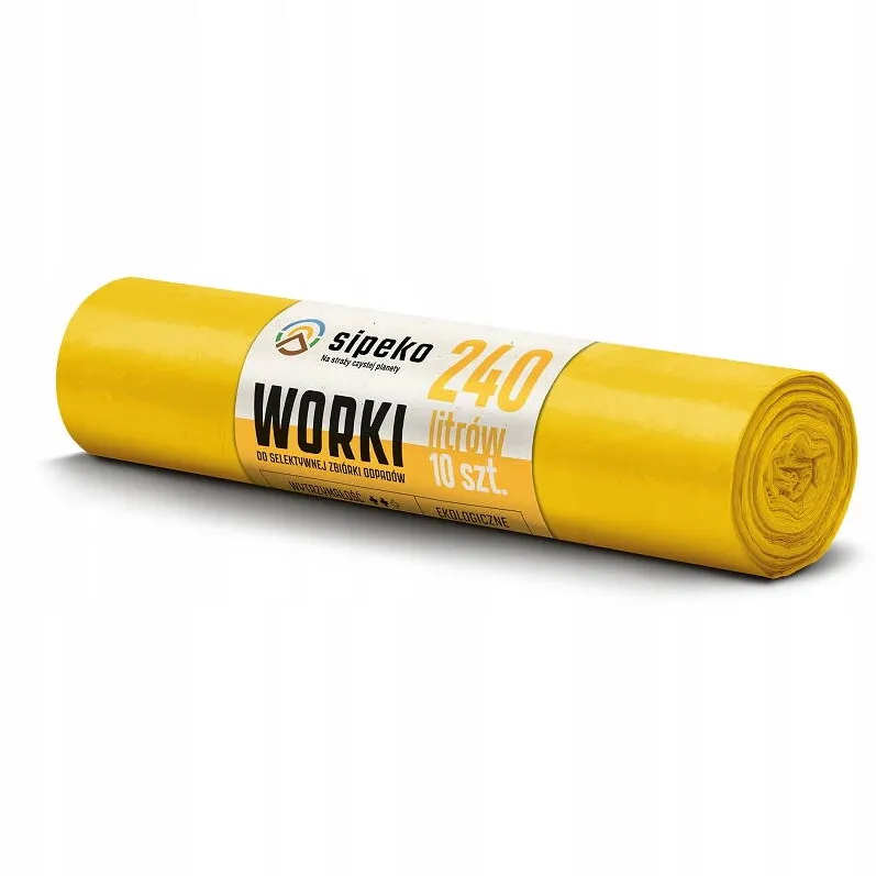 Sipeko Saci menajeri super rezistenti LDPE, 240L, 95 x 140cm, 43 microni, 10buc/rola, Sipeko - galbeni