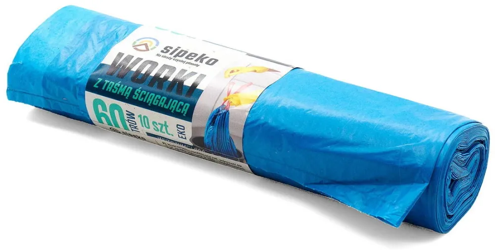Sipeko Saci menajeri super strong LDPE, 60L, cu snur, 60 x 67cm, 25 microni, 10buc/rola, Sipeko - albastri