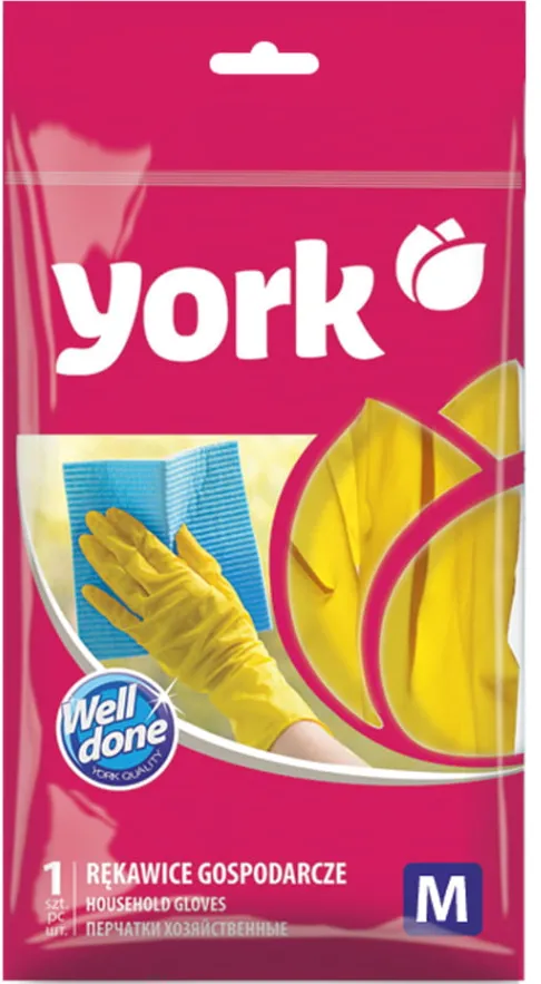 York Manusi menaj, din cauciuc, galbene, 1 pereche/set, YORK - marime M