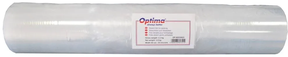 Optima Folie stretch transparenta Optima, 50cm latime, 23microni, 2.25kg G.W, 2.0kg N.W - uz manual