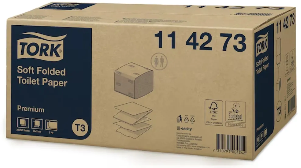 Tork Hartie igienica Tork Soft pliata, 2 straturi, 252 foi/pachet - 30 pachete/bax