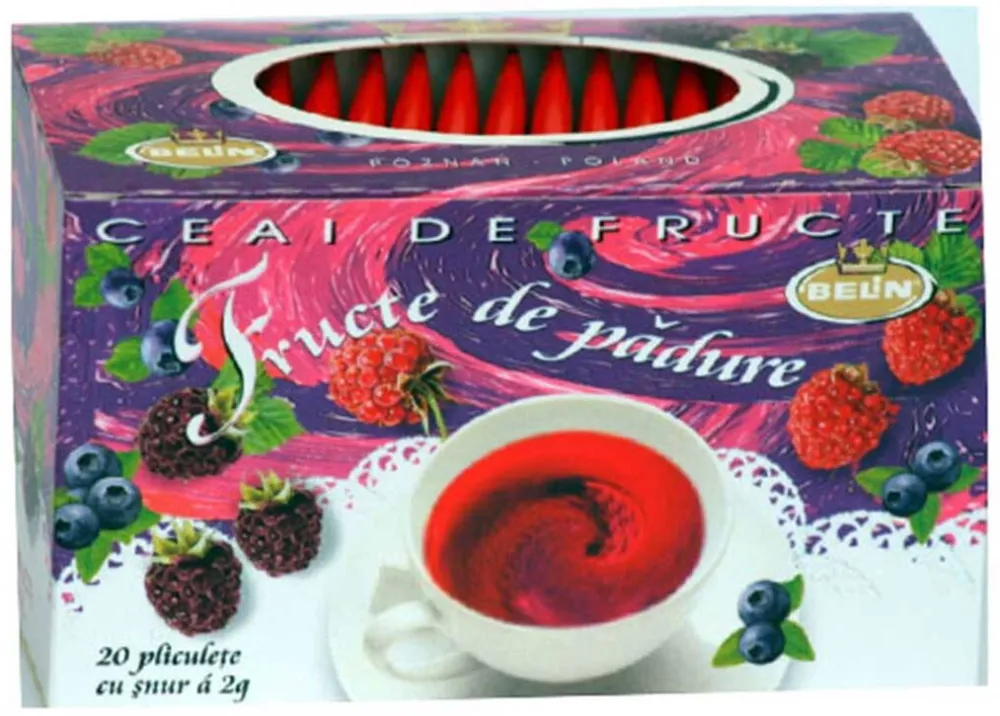 BELIN Ceai Belin fructe de padure, 20 pliculete, cu snur si supraplic Zauberer