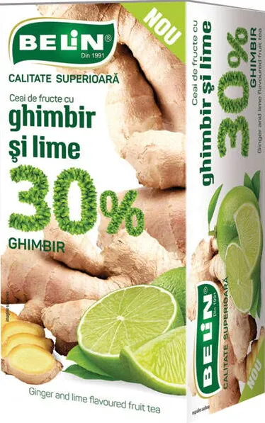 BELIN Ceai Belin fructe 30% ghimbir si lime, 20 pliculete