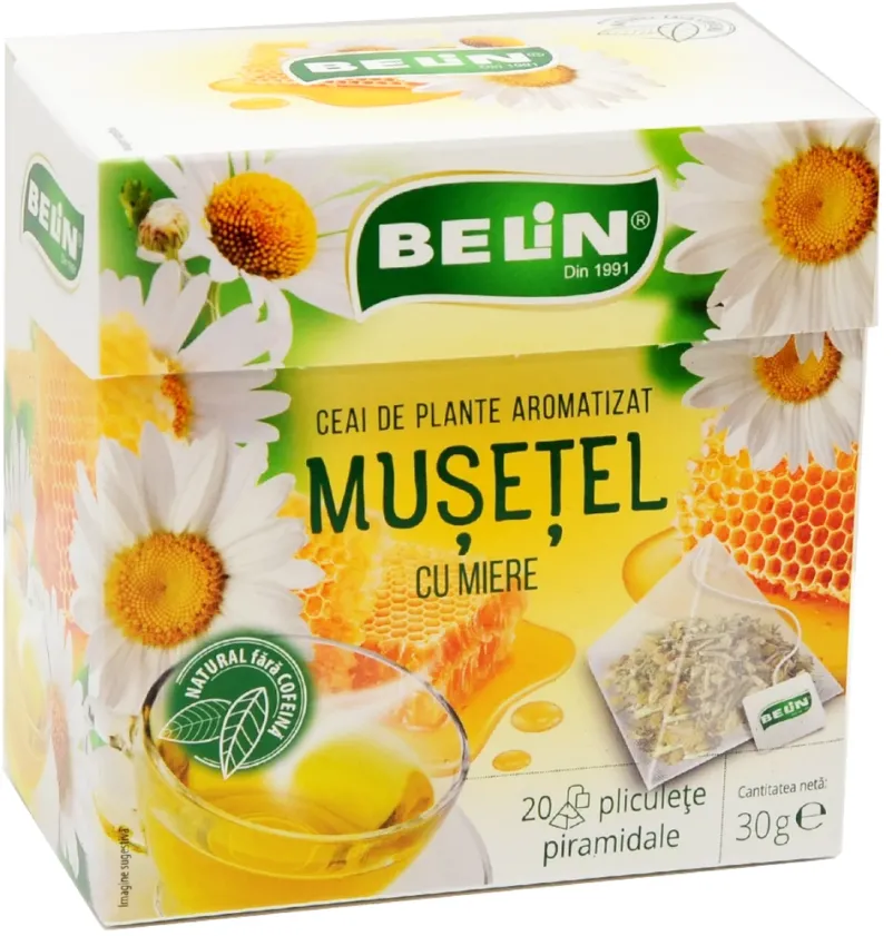 BELIN Ceai Belin musetel cu miere, 20 pliculete, cu snur piramidal