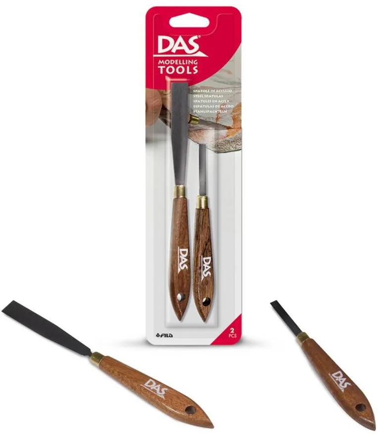 DAS Spatule metalice pentru modelaj, 2buc/blister, perfecte pentru taiat si gravat, DAS