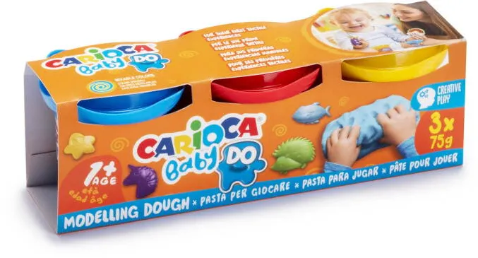 Carioca Plastilina, 3 culori x 75 g/set, CARIOCA Baby
