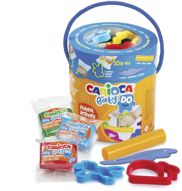 Carioca Set plastilina colorata, 10 culori x 40 g, contine instrumente de modelaj, CARIOCA Baby Do Playset
