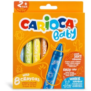 Carioca Creioane cerate, rotunde, solubile in apa, 8 culori/cutie, CARIOCA Baby Wild Crayons 2+