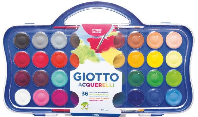 GIOTTO Acuarele 36 culori/set + 1 pensula gratis, GIOTTO Acquerelli