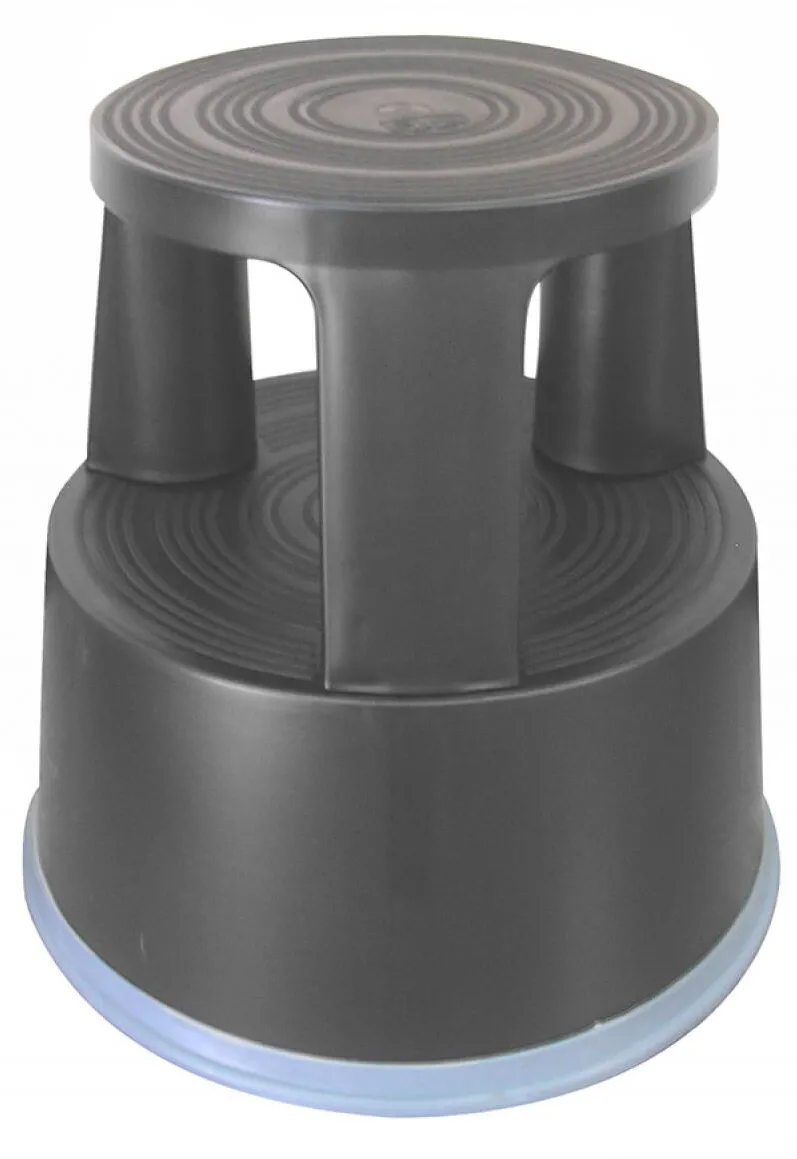 Q-CONNECT Taburet plastic cu rotile, pentru rafturi inalte, Q-Connect - gri inchis