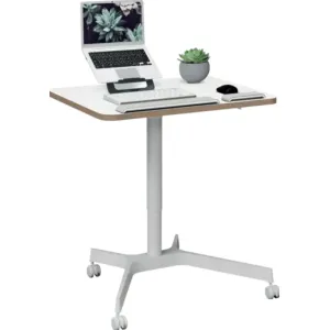 Leitz Birou ergonomic LEITZ Ergo, pneumatic, ajustabil pe inaltime, pentru pozitia sezut/in picioare, alb