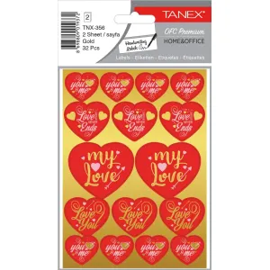 Tanex Stickere decorative, 2 file/set, TANEX Kids, inimi aurii
