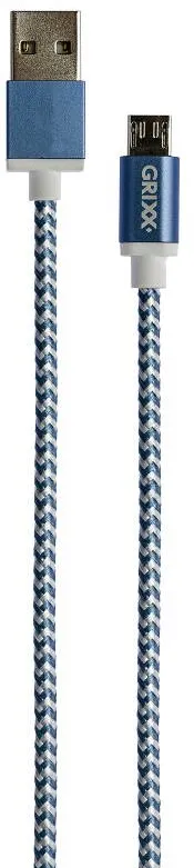 Accesoriu GSM Grixx Cablu date GRIXX - Micro USB to USB, impletit, lungime 1m - albastru/alb