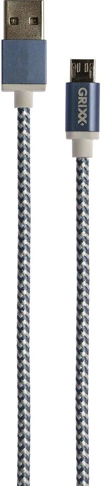 Accesoriu GSM Grixx Cablu date GRIXX - Micro USB to USB, impletit, lungime 3m - albastru/alb