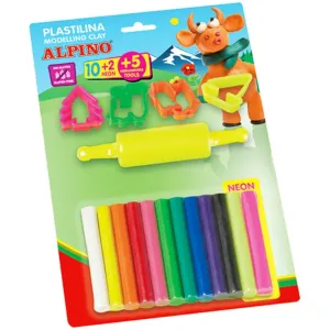 Alpino Kit plastilina Alpino, 10 x17gr. + ustensile pentru modelat
