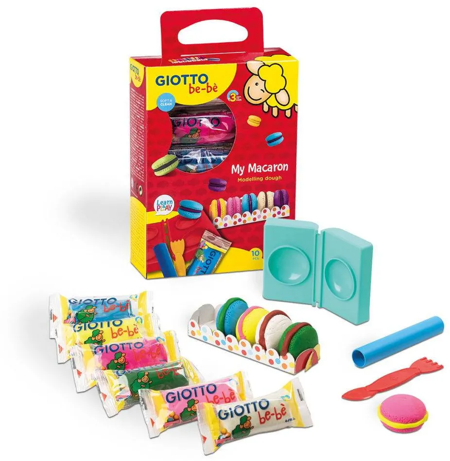 GIOTTO Kit plastilina 6 culori + ustensile modelaj, GIOTTO be-be Macarons