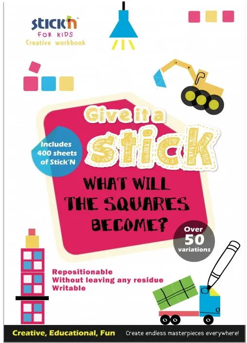 Hopax Carte creativa Stick"n Square - patrate neon asortate