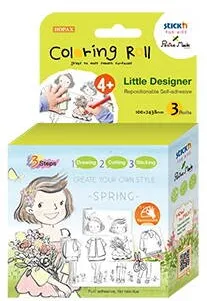 Hopax Cutie creativa cu role pentru colorat, 3 buc/set, Stick"n Little Designer - primavara
