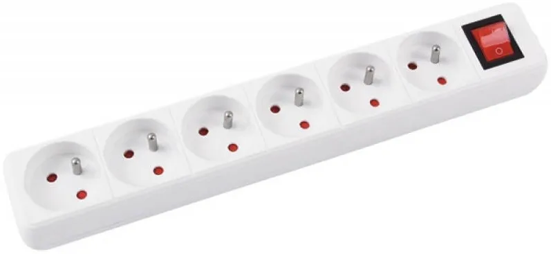 Office Products Prelungitor cu 6 prize, cablu 1.5 metri, cu intrerupator, Office Products - alb