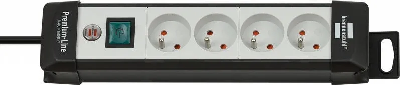 Brennenstuhl Prelungitor BRENNERSTUHL Premium, 4 prize cu impamantare, cablu 1.8 m, intrerupator - negru/gri
