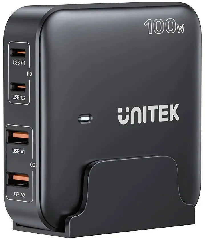 Unitek GaN network charger - Unitek P1229ABK01-EU | 100W 2x USB-C 2x USB-A