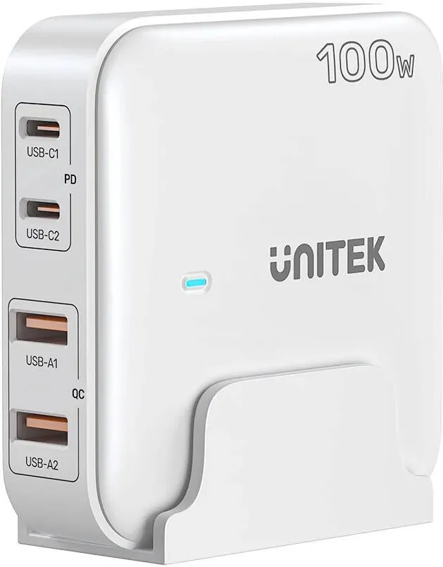 Unitek GaN network charger - Unitek P1229AWH01-EU | 100W 2x USB-C 2x USB-A