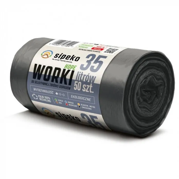 Sipeko Saci menajeri rezistenti LDPE, 35L, 50 x 60cm, 20 microni, 50buc/rola, Sipeko - negri