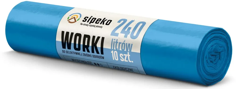Sipeko Saci menajeri super rezistenti LDPE, 240L, 95 x 140cm, 28 microni, 10buc/rola, Sipeko - albastri