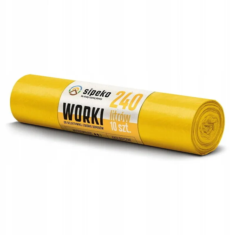 Sipeko Saci menajeri super rezistenti LDPE, 240L, 95 x 140cm, 28 microni, 10buc/rola, Sipeko - galbeni