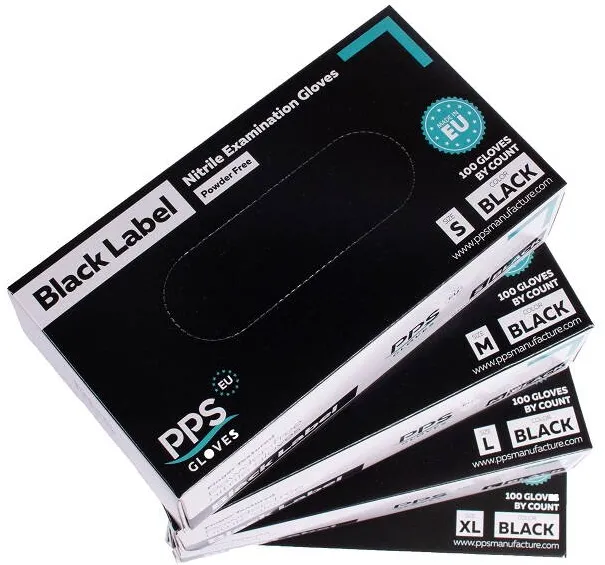 PPS Manusi nitril PPS, unica folosinta, 100 buc/cutie - negre - marime M