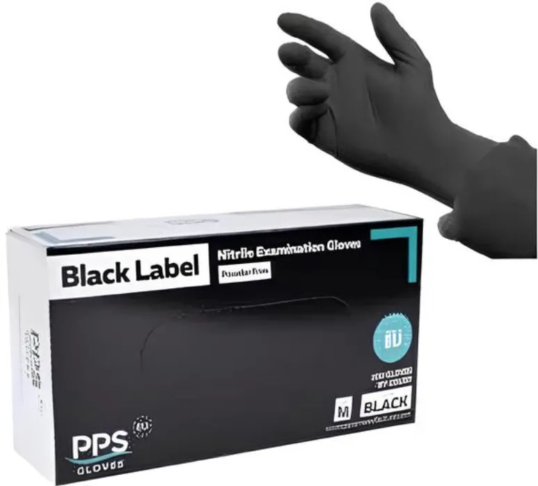 PPS Manusi nitril PPS Pro Label, unica folosinta, 5.5gr.-0.13mm, 100 buc/cutie - negre - marime M